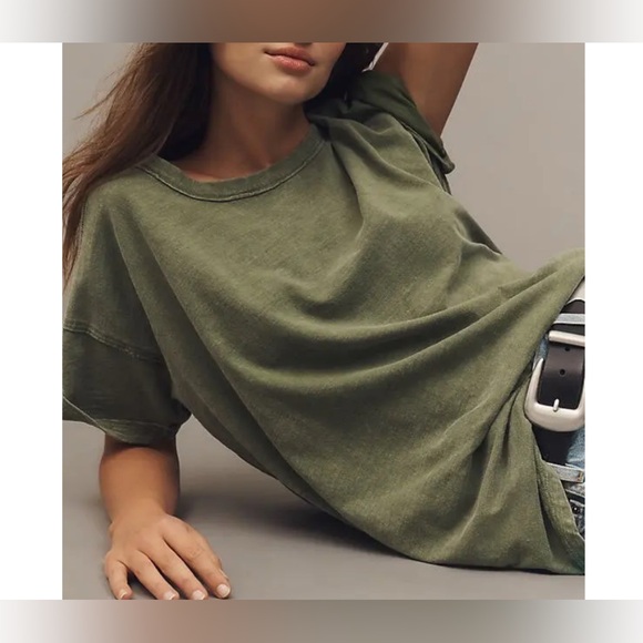 NWOT Anthropologie Pilcro The Jordyn Cotton-Slub Crew-Neck Oversized Tee - XSP - Picture 2 of 8